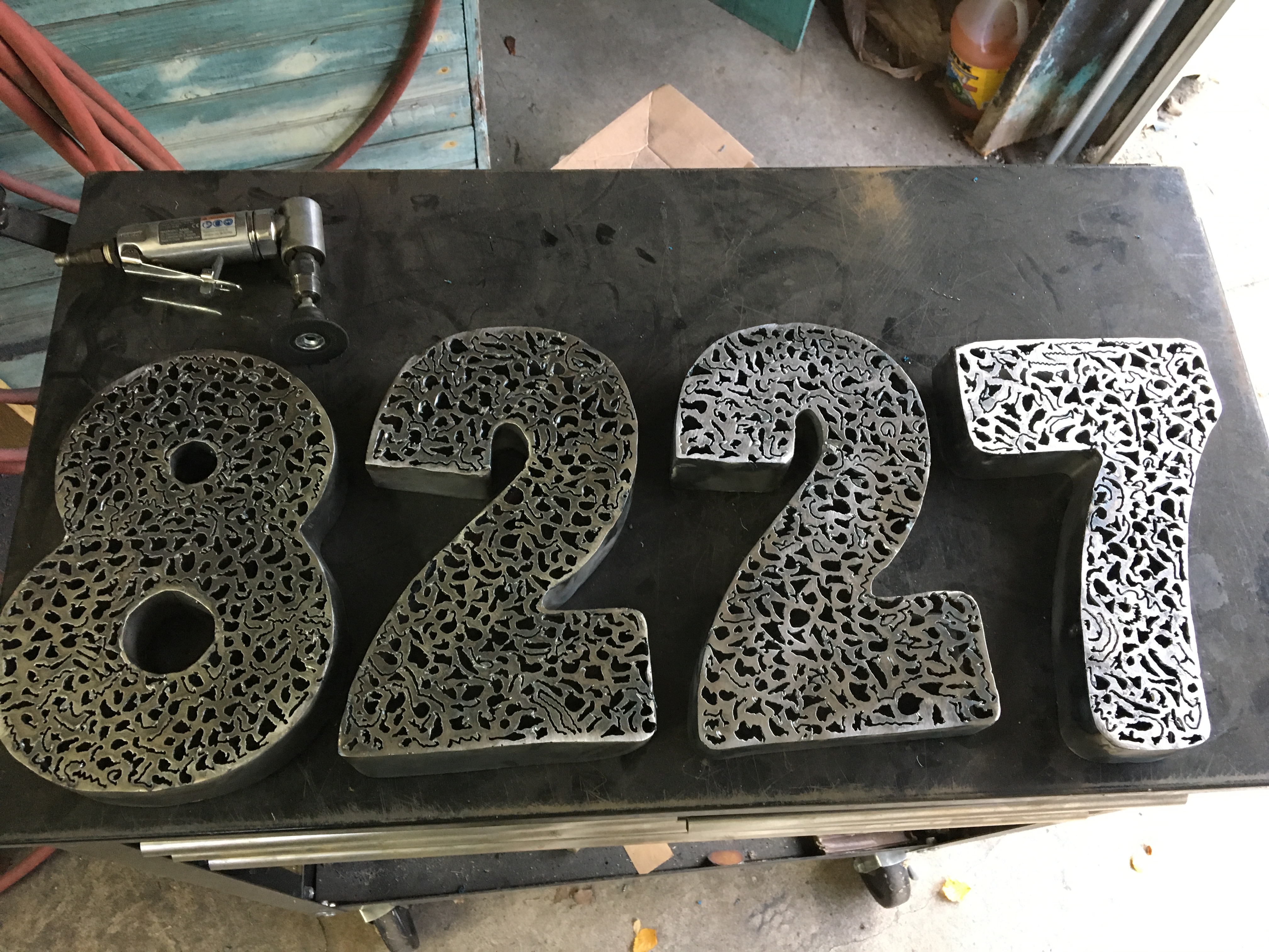 Industrial Design  3D  Steel Plasma Cut House  Numbers  