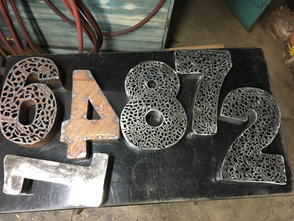 Industrial Design  3D  Steel Plasma Cut House  Numbers  